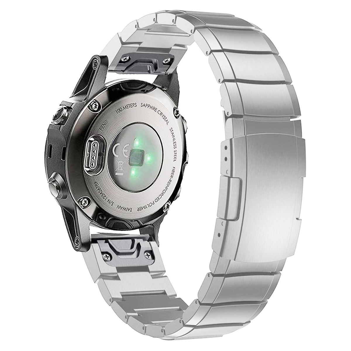 Silver Ceramic Stainless Steel Garmin Fenix 6 / 7 / 8 (47MM) Band - OzStraps