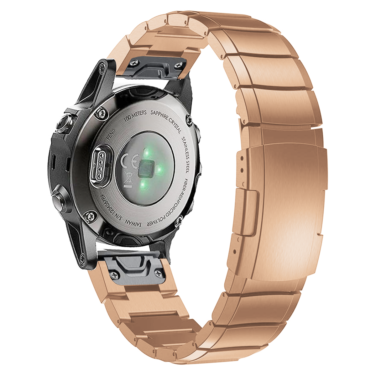 Rose Gold Ceramic Stainless Steel Garmin Fenix 5 / 6 / 7 Band-OzStraps