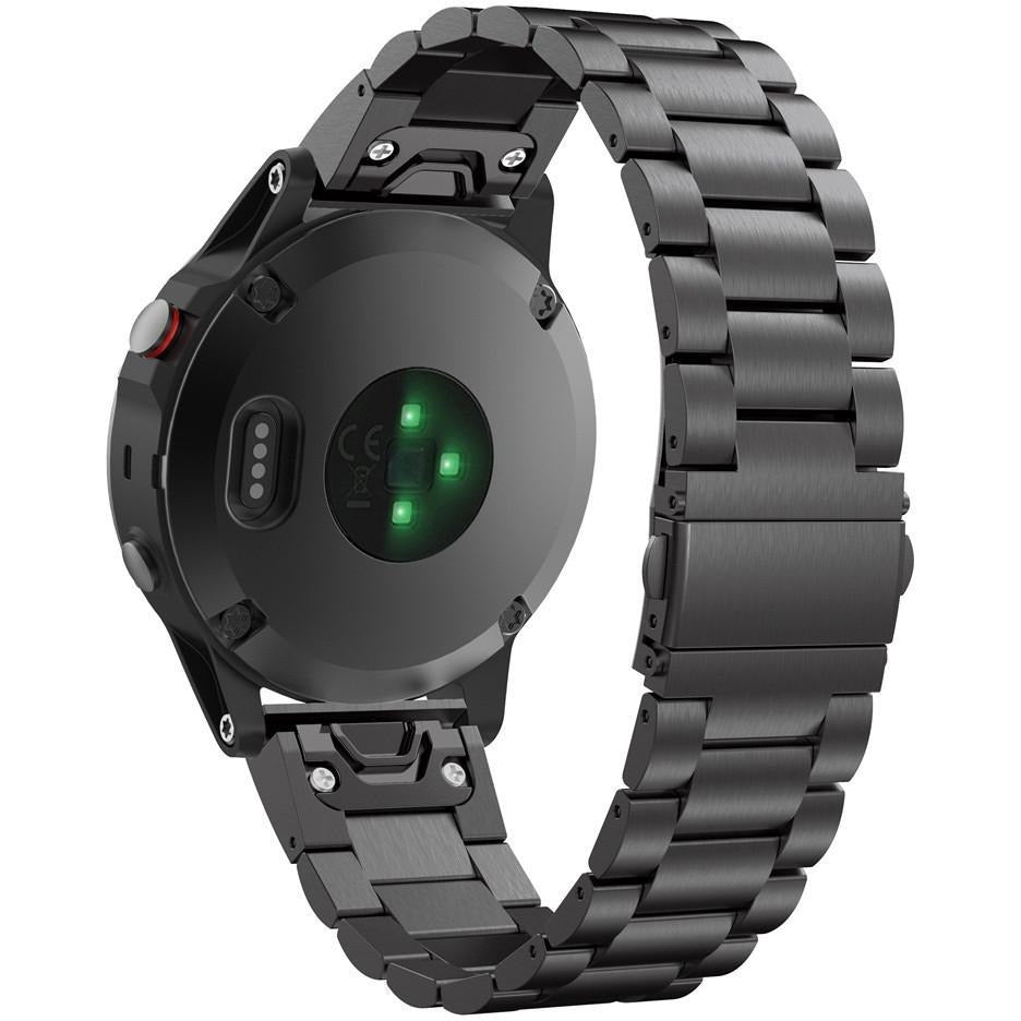 Black Classic Stainless Steel Garmin Fenix 5 / Fenix 6 Band - OzStraps